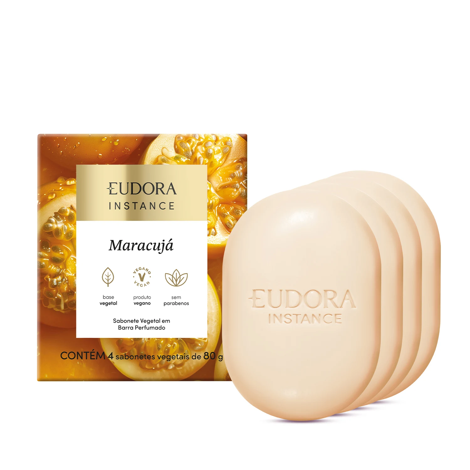 Sabonete Vegetal Em Barra Perfumado Instance Maracujá 4X80G Instance