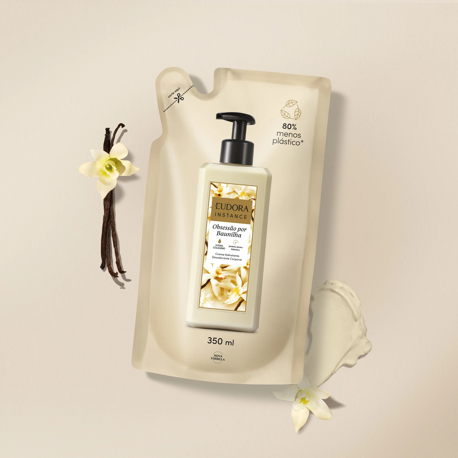 Refil Creme Hidratante Desodorante Corporal Instance Baunilha 350Ml Instance