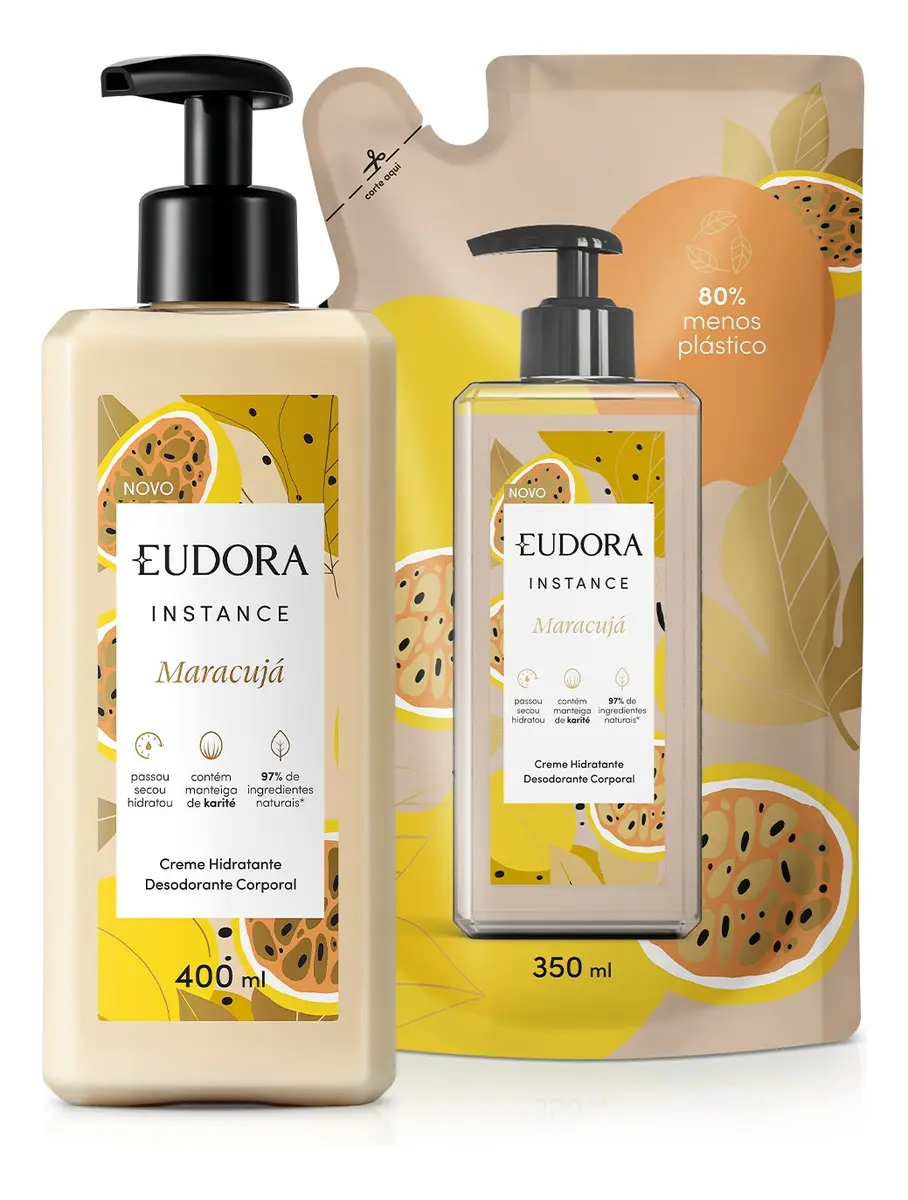 Combo Instance Maracujá: Loção Corporal 400ml + Refil Loção 350ml Instance