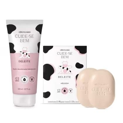 Combo Cuide-Bem Deleite: Loção Corporal 200ml + Sabonete em Barra 4x80g Cuide-se bem