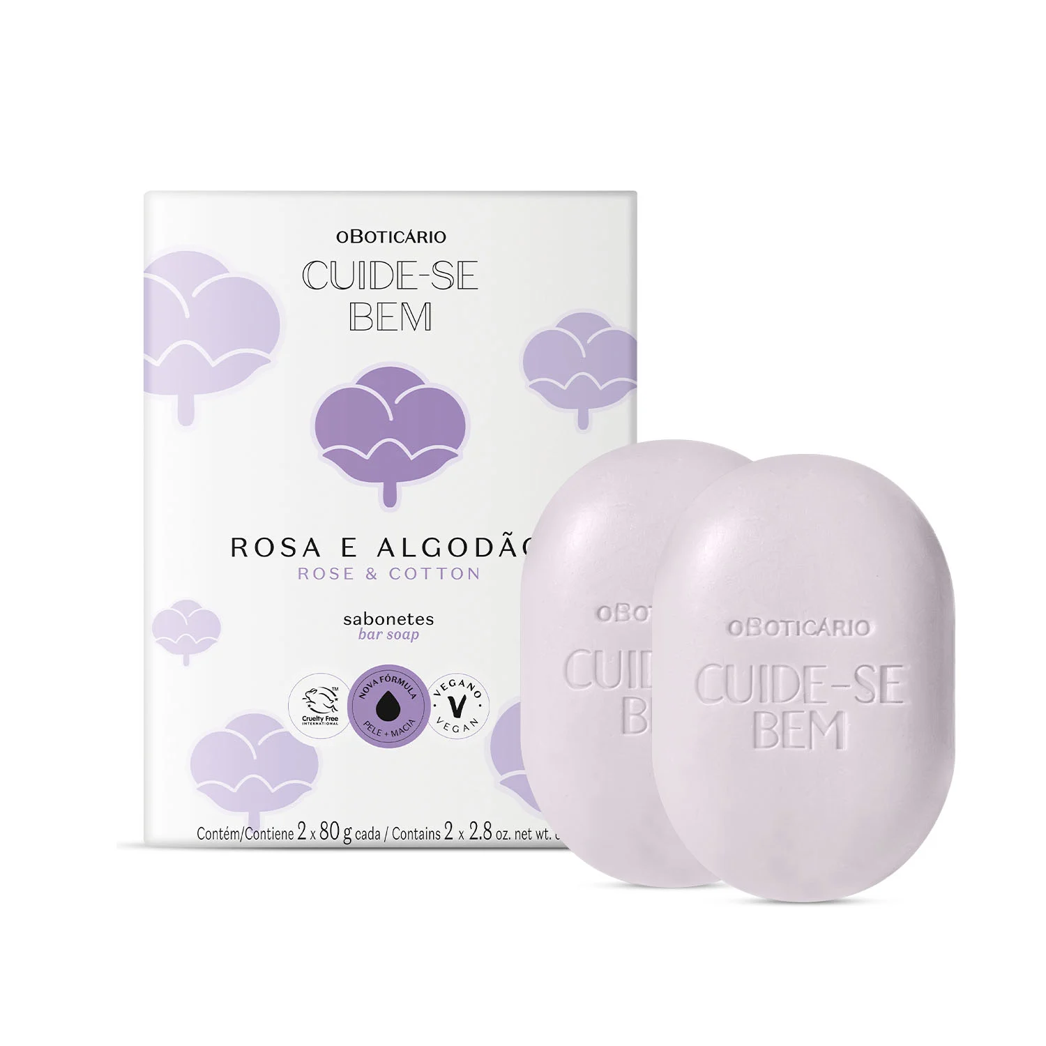 Sabonetes Cuide-Se Bem Rosa E Algodão 2X80G Cada Cuide-se bem
